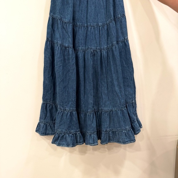 American Eagle Denim Jean Maxi Skirt Ruffle - Picture 2 of 4